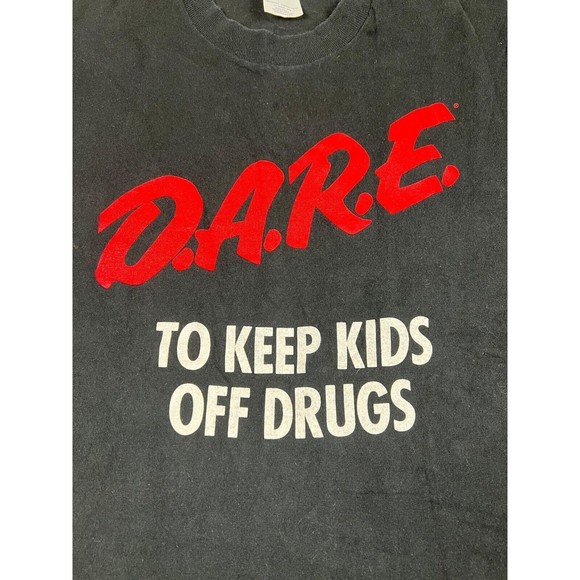 Vintage 90s DARE Black Single Stitch T-shirt Size L USA Cherry Creek Schools - Picture 5 of 5